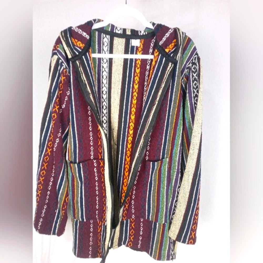 Multicolor Striped Hooded Jacket